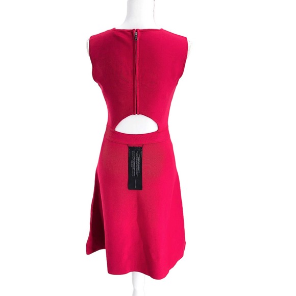 BCBG MAXAZRIA NEW Womens Size Small Fit & Flare Ponte Knit Lacee Dress Sangria - Picture 2 of 9